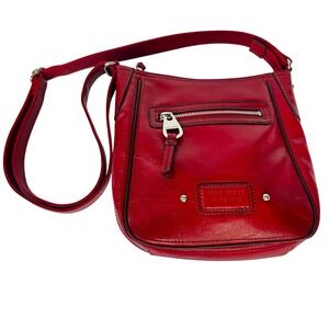 Vintage Nine West Red Faux Leather Crossbody Bag Purse Adjustable Strap Everyday